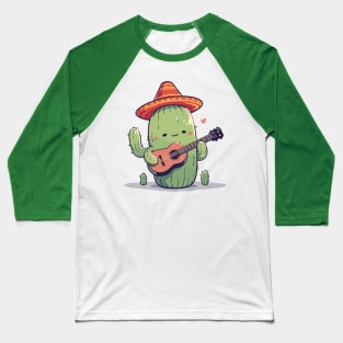 Sombrero Cactus Playing Guitar. Spook Cute Mariachi Monster. Baseball T-Shirt